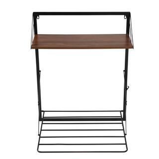 Honey-Can-Do Laundry Room Makeover 24 in. W x 31 in. H Melamine and Steel Wall-Mounted Folding Drying Rack in BlackWalnut DRY-09779