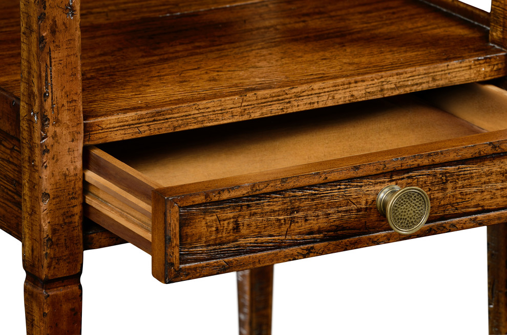 Country Walnut Square Lamp Table With Drawer   Transitional   Side Tables And End Tables   by GwG Outlet  Houzz