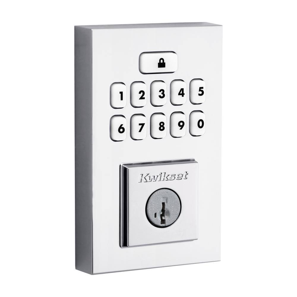 Kwikset Smartcode 260 Contemporary Polished Chrome Keypad Single Cylinder Electronic Deadbolt featuring SmartKey Security 9260CNT26SMTRBP