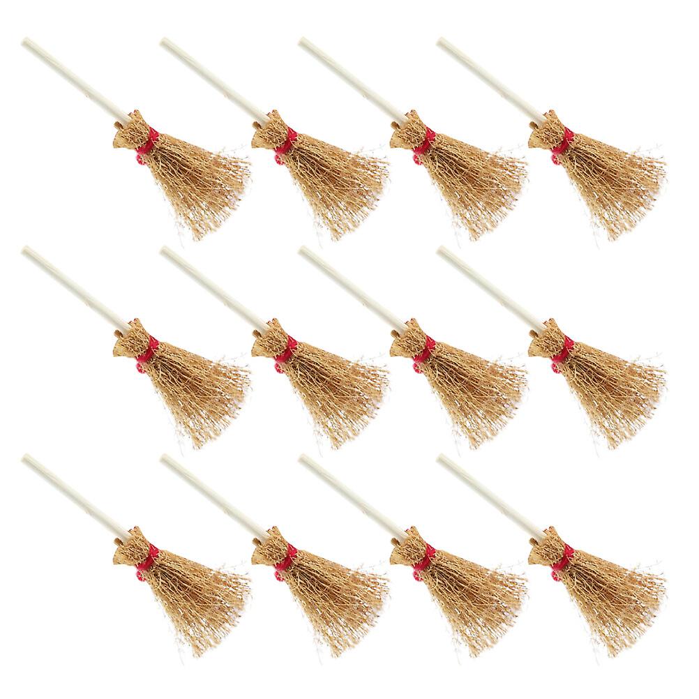 25pcs Mini Witch Broom Dollhouse Decor Broom Halloween Broom Props For Decor