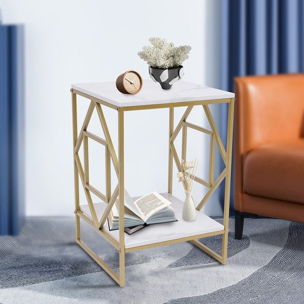 2-Tier Versatile Bedside Tables Metal Frame Side Tables