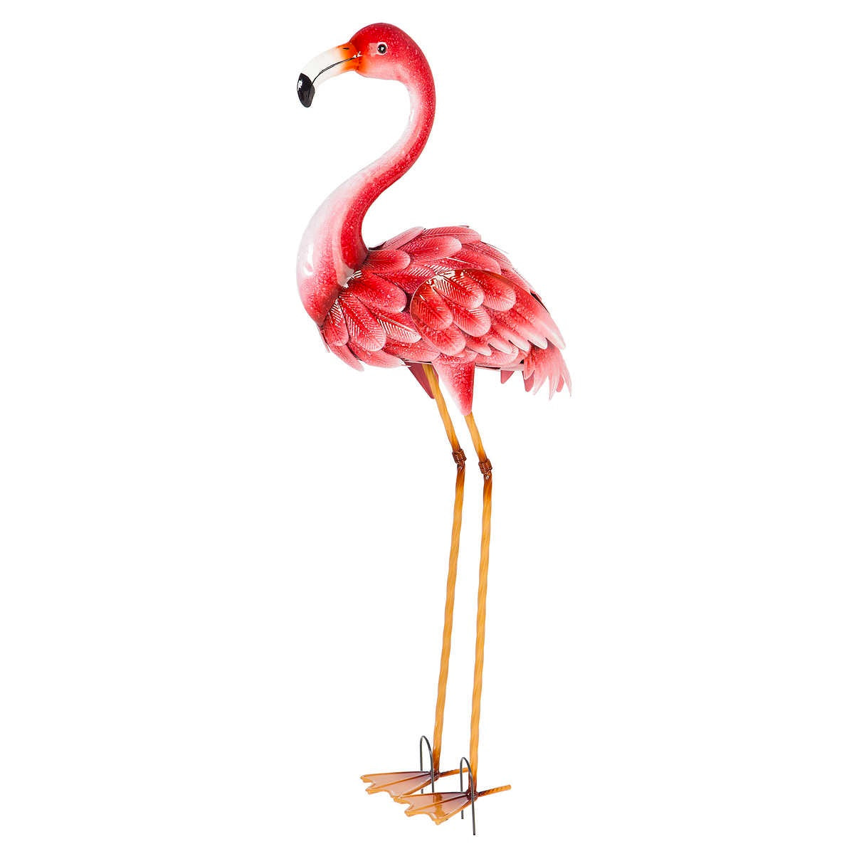 Kircust Flamingo Garden Statues and Sculptures, Metal Birds Yard Art Outdoor Statue, Large Pink Flamingo Lawn Ornaments for Home, Patio, Backyard Decor (2-Pack)