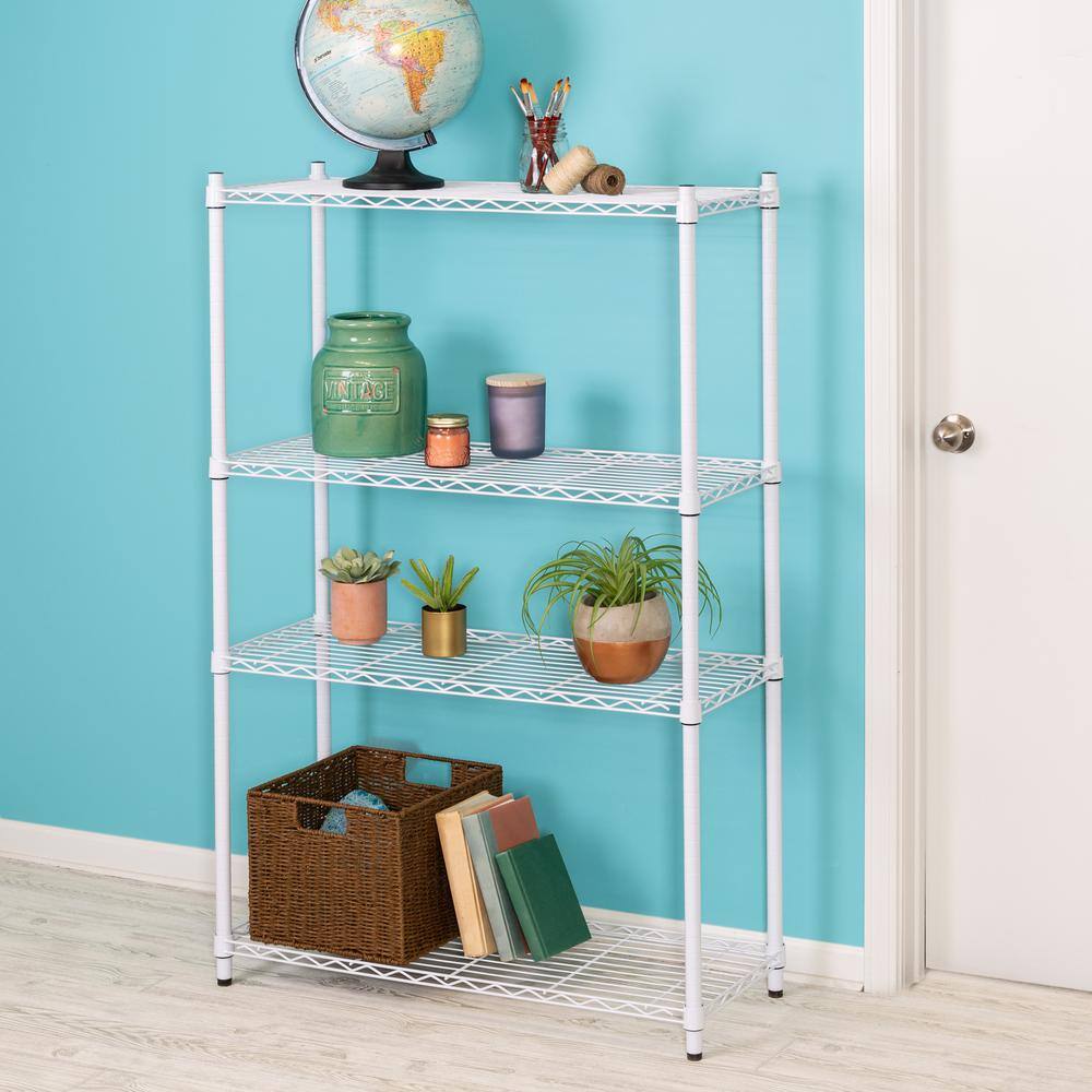 Honey-Can-Do White 4-Tier Heavy Duty Adjustable Steel Garage Storage Shelving (36 in. W x 54 in. x 14 in. D) SHF-09440