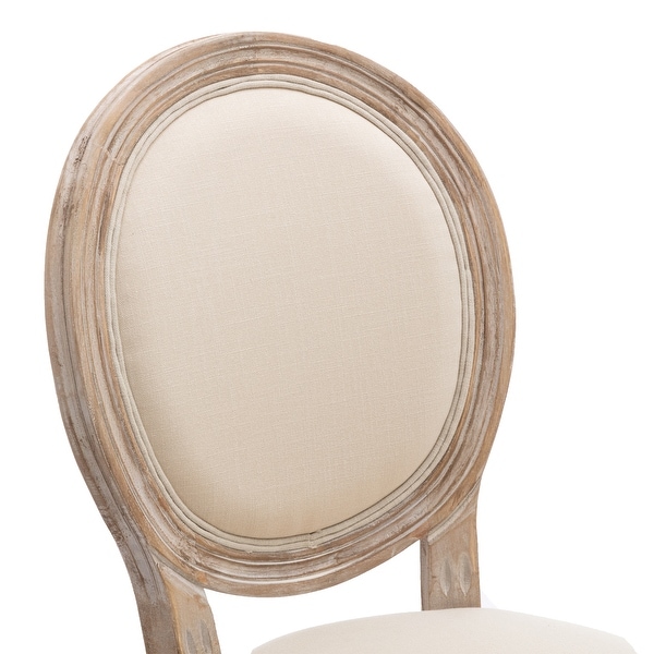 Upholstered Fabrice French Dining Chair with rubber legs