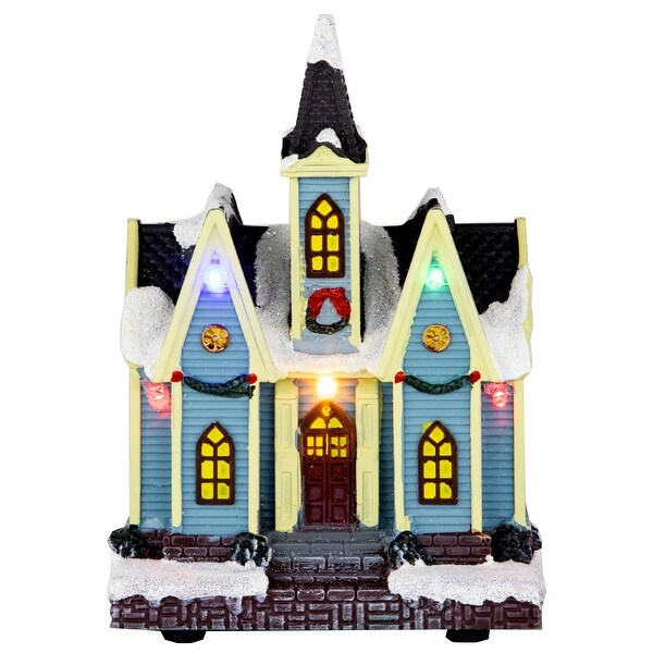 LED Lighted Snowy Church Christmas Village Display Piece