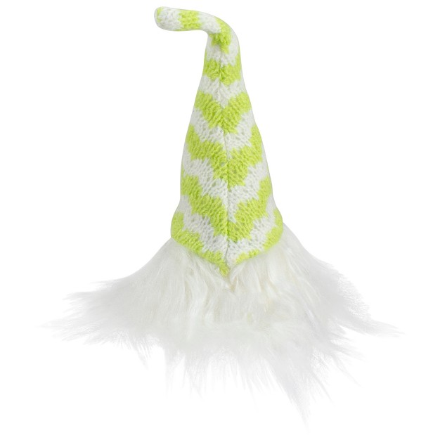 Lime Green And White Striped Hat Spring Gnome