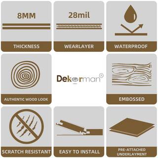 Dekorman Madison Rocky Mountain Oak 28 MIL x 9 in. W x 60 in. L Click Lock Waterproof Lux Vinyl Plank Flooring (22.4 sqftcase) DKMXL801