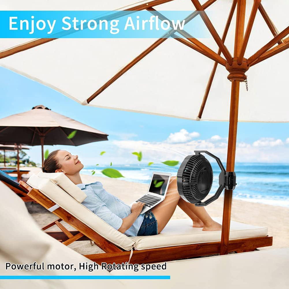 Golf Cart Fan-10000Mah Portable Clip On Fan Rechargeable Battery Operated， 8 Inch Ventilador Portatil Recargable With Reinforcer/Hook For Camping， Beach， Tent， Treadmill， Desk， Bed， Rv， Office