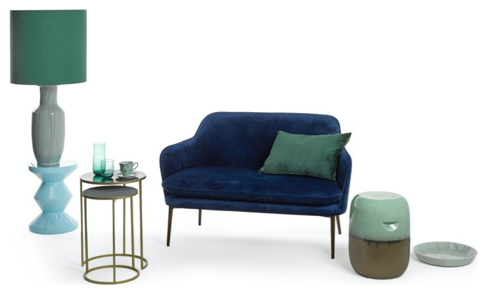 Blue Lacquered Accent Stool  Pols Potten Zig Zag   Contemporary   Accent And Garden Stools   by Luxury Furnitures  Houzz