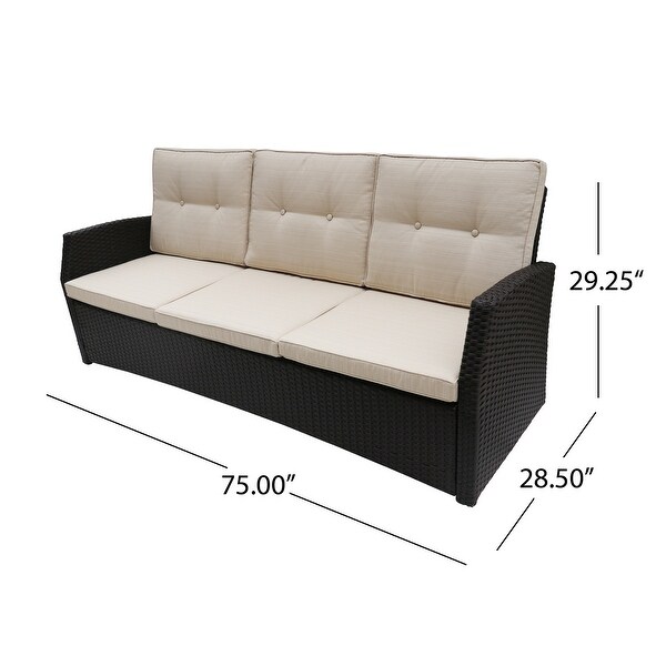 Sanger Outdoor 3 Seater Wicker Sofa by Christopher Knight Home