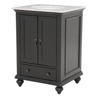 Home Decorators Collection Newport 25 in. W x 21-12 in. D Bath Vanity in Black with Granite Vanity Top in Gray 9085-VS25H-BK