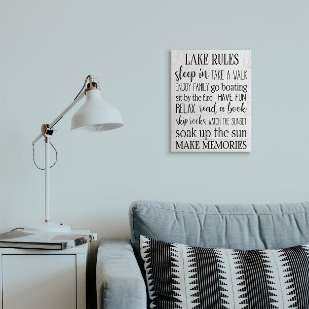 Stupell Industries Motivational Lake Rules Sign Text Styles Black White