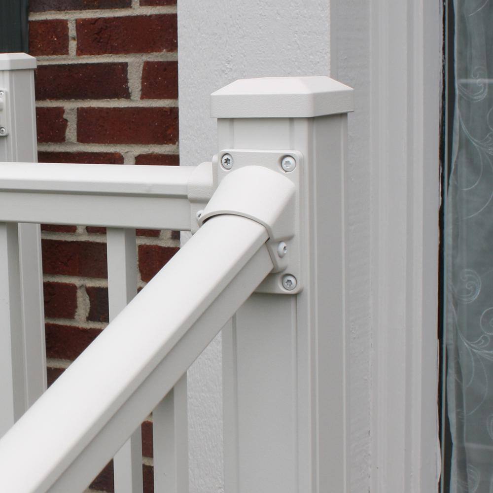 Weatherables Stanford Textured White Aluminum Stair Railing Bracket Kit (4-Piece) AWAL-STAIRKIT-BRD