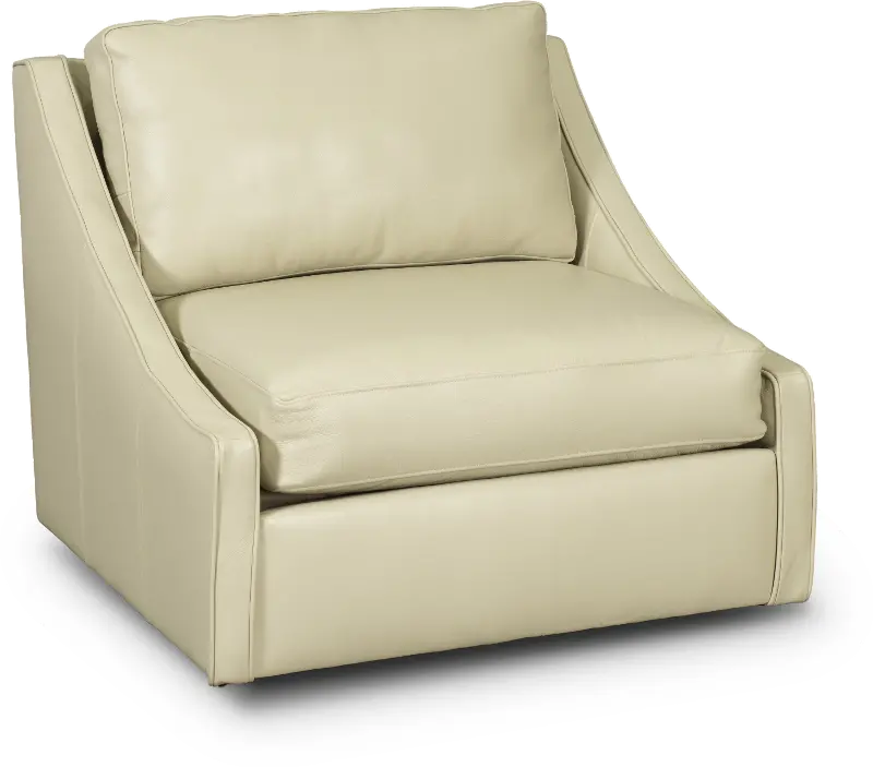 Romee Oatmeal Beige Leather Swivel Accent Chair