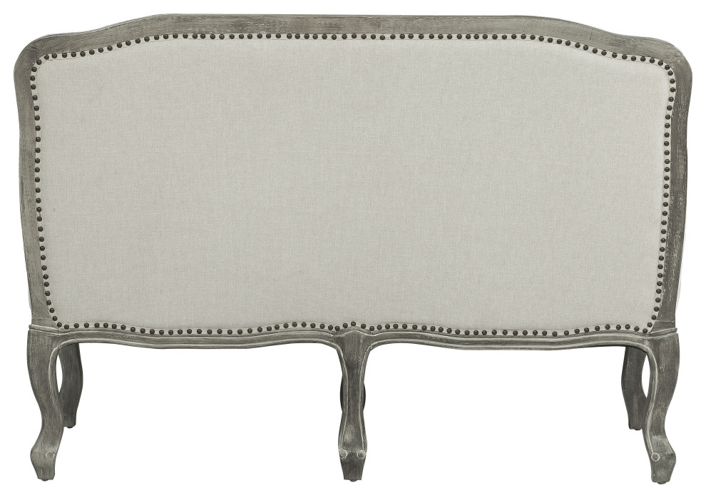 ACME Tania Loveseat w/2 Pillows in Cream Linen  ampBrown Finish   French Country   Loveseats   by Homesquare  Houzz