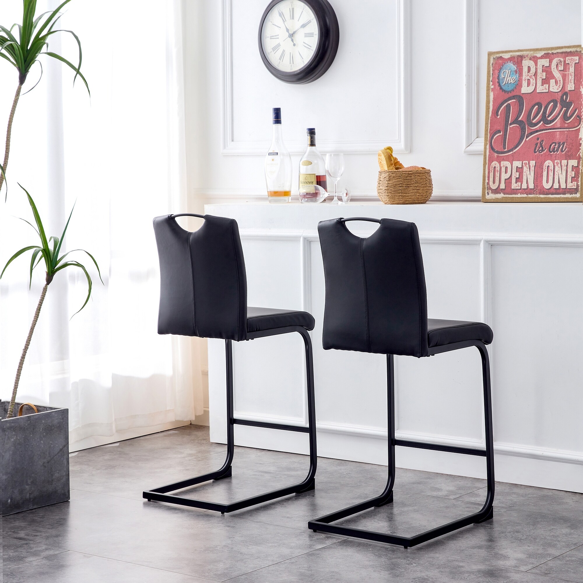 Set of 2 Modern Dining Chairs， Leather Chairs for Dining Room， Kitchen