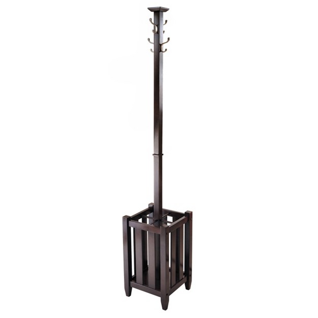 Memphis Coat Tree amp Umbrella Rack Walnut Finish Winsome