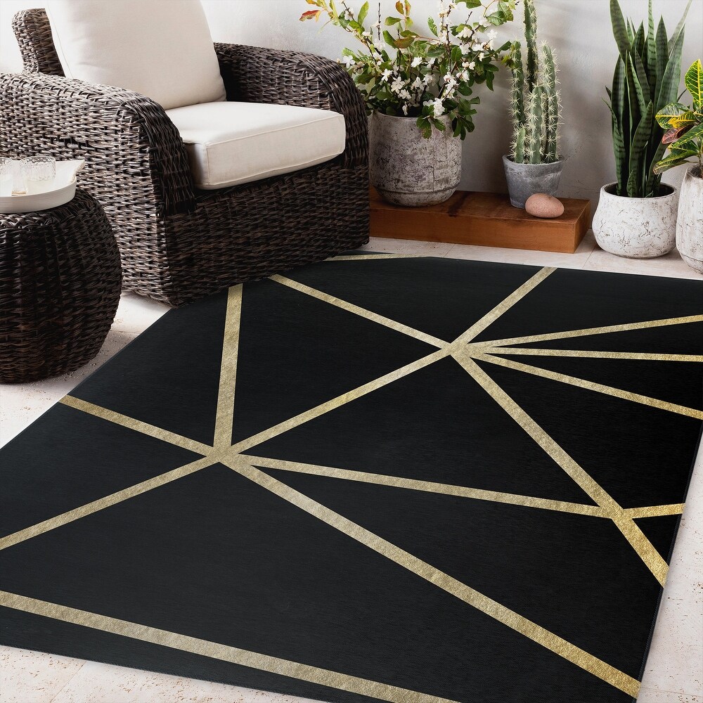 GEM BLACK   GOLD Outdoor Rug By Marina Gutierrez