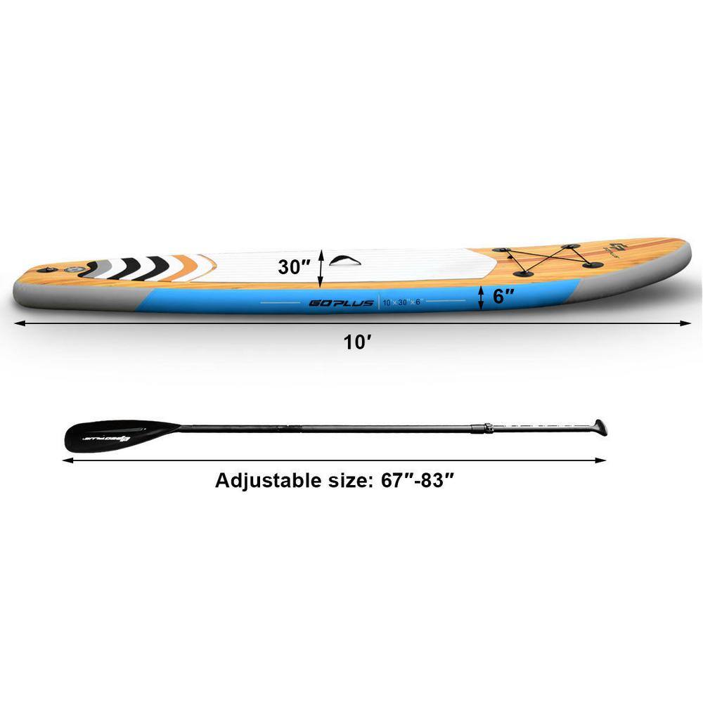 Costway 120 in. Inflatable Stand up Paddle Board Surfboard SUP WBag Adjustable Paddle Fin SP36342