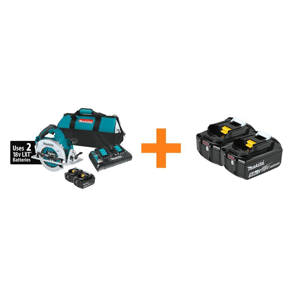 Makita 18V X2 LXT (36V) Brushless Cordless 7-14 in. Circular Saw Kit 5.0Ah with 18V LXT Battery Pack 5.0Ah XSH06PTBL1850B2