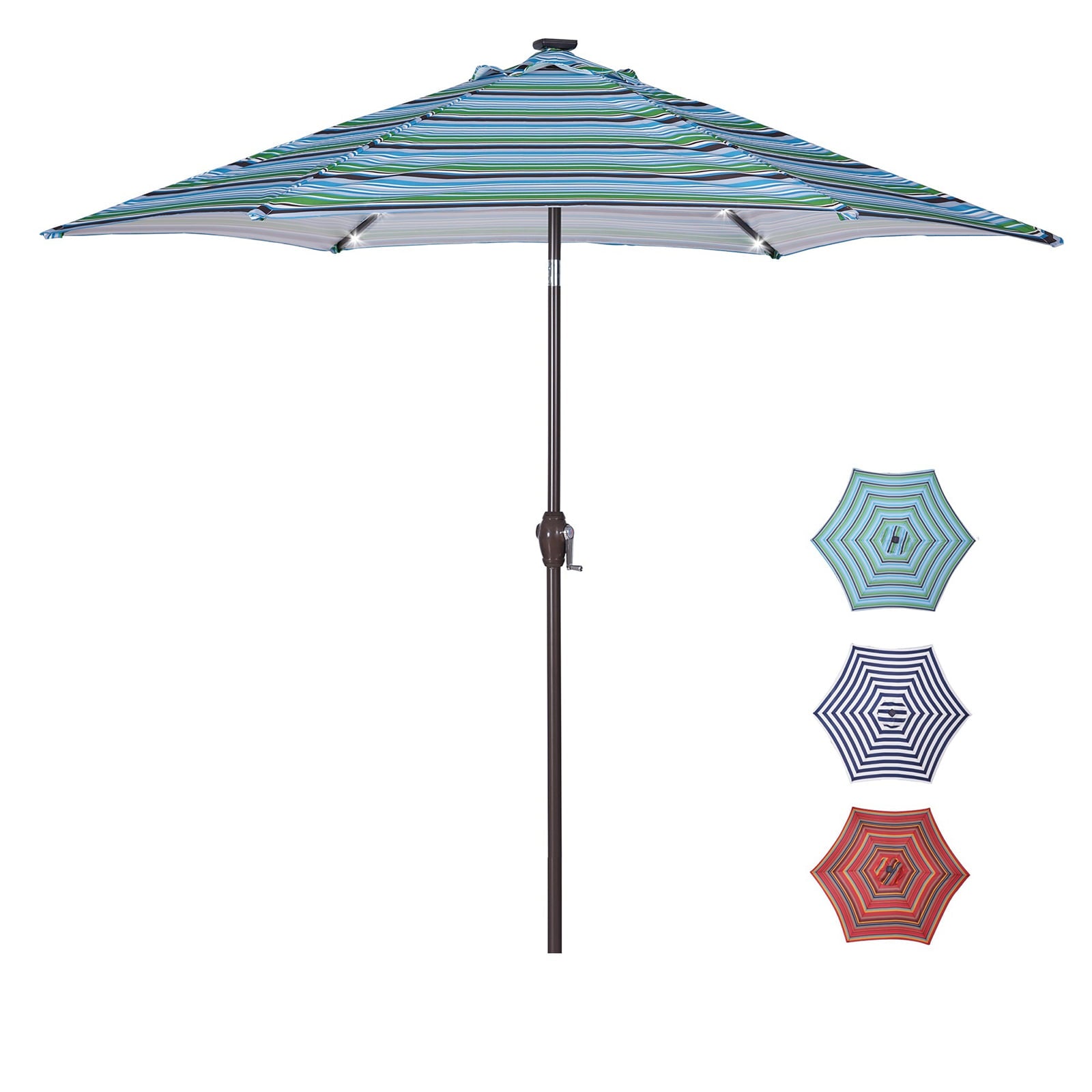 Tomshoo Outdoor Patio 8.7-Feet Market Table Umbrella with Push Button Tilt and Crank, Blue Stripes With 24 [Umbrella Base is not Included]