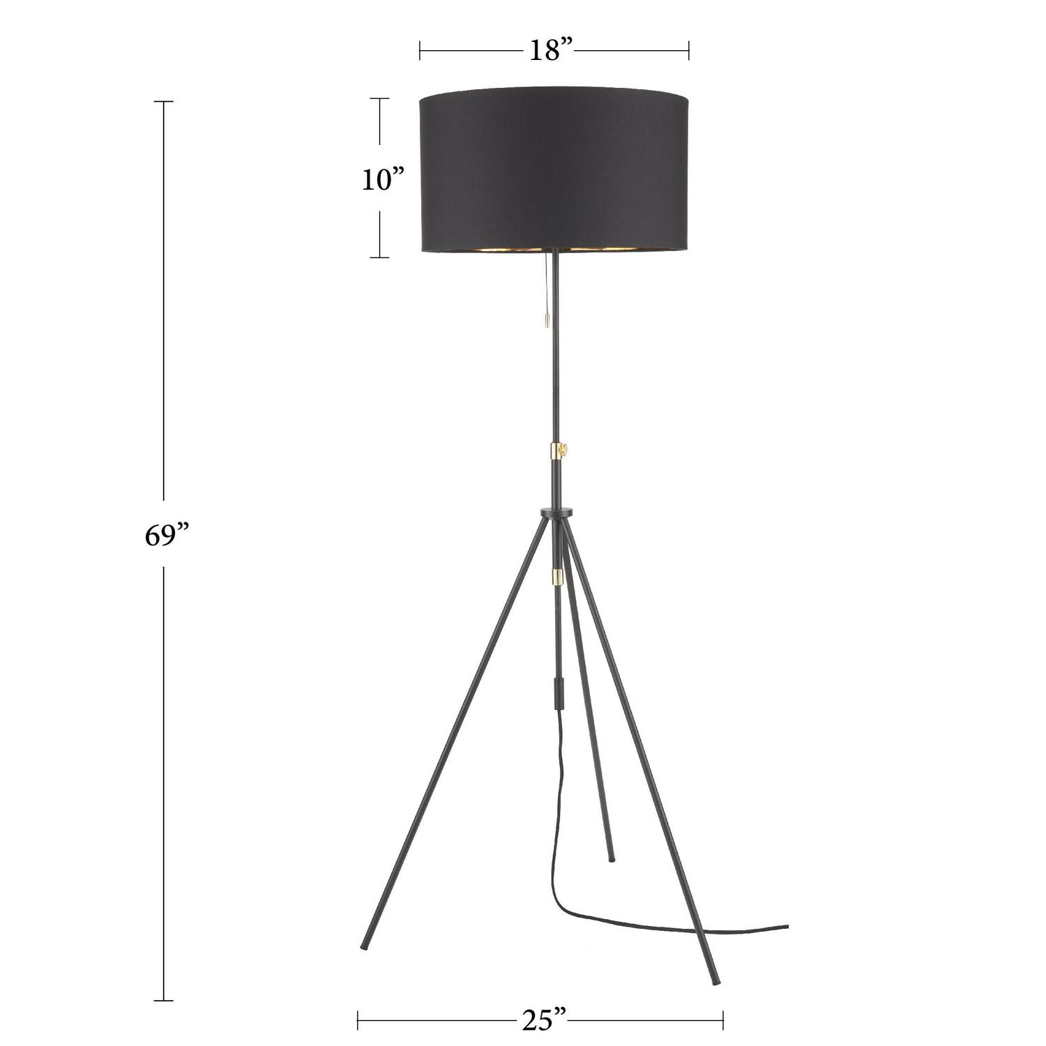 Nourison 69 Black Floor Lamp， Contemporary， Transitional， Bedroom， Living Room， Office， with Adjustable Height