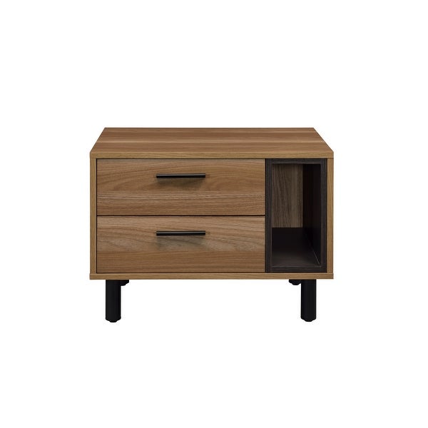 Brown Wood Accent Table 2-drawer Nightstand - - 36574444