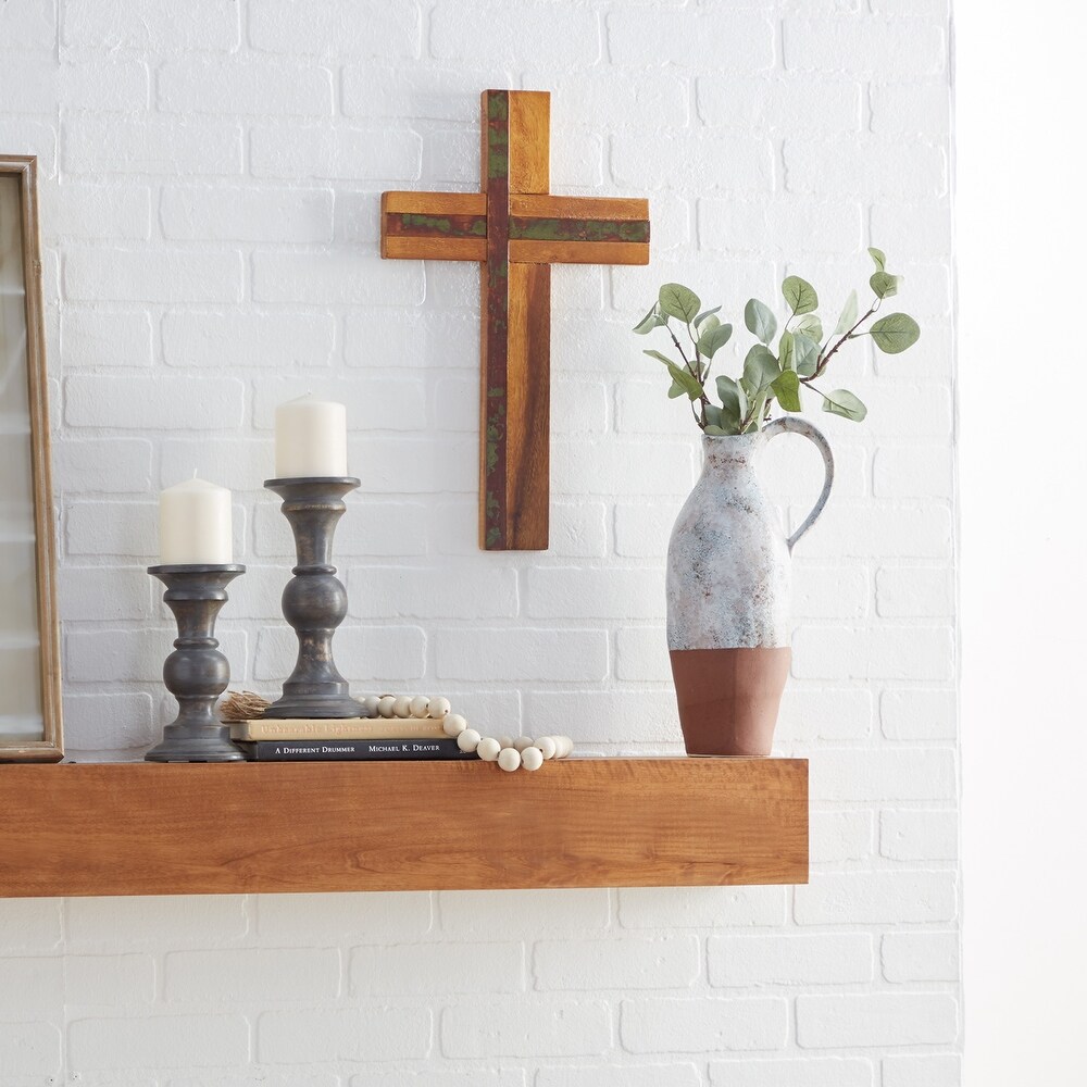 Brown Wood Rustic Wall Decor Cross 16 x 10   10 x 4 x 18