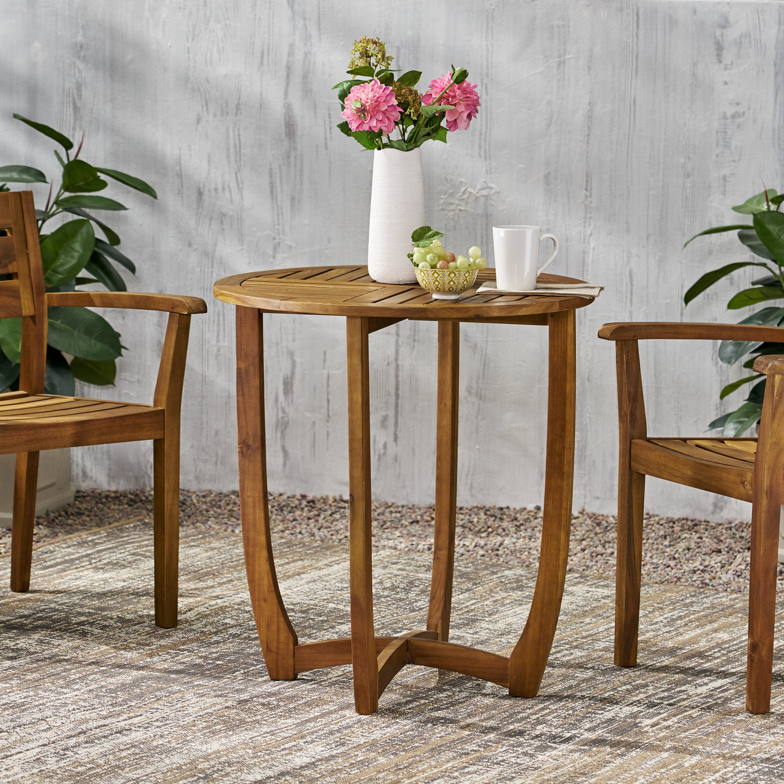 Navarro Outdoor Acacia Wood Bistro Table, Teak