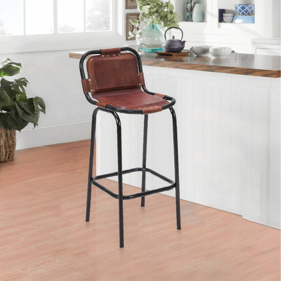 31 inch Bar Height Chair  Genuine Leather Upholste...