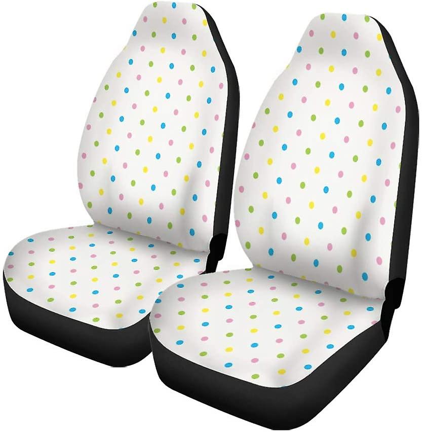 Set Of 2 Car Seat Covers Colored Dots Universal Auto Front Seats Protector Fits For Car，suv Sedan，truck D---44672