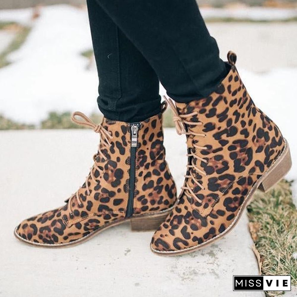 Elegant Lace-Up Zipper Boots