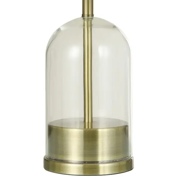 Glass Table Lamp - Brushed Gold Finish with White Linen Shade