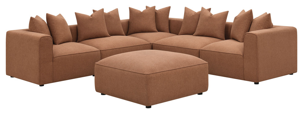 Jennifer Upholstered Ottoman Terracotta   Modern   Footstools And Ottomans   by Modon  Houzz