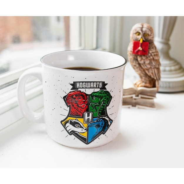 Silver Buffalo Harry Potter Hogwarts Crest Ceramic Camper Mug Holds 20 Ounces