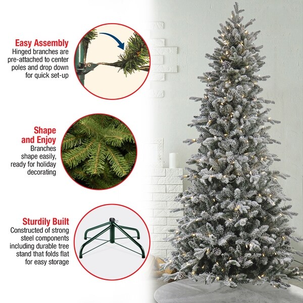 National Tree Company 7 ft. PreLit Snowy Calton Pine Tree with LED Lights