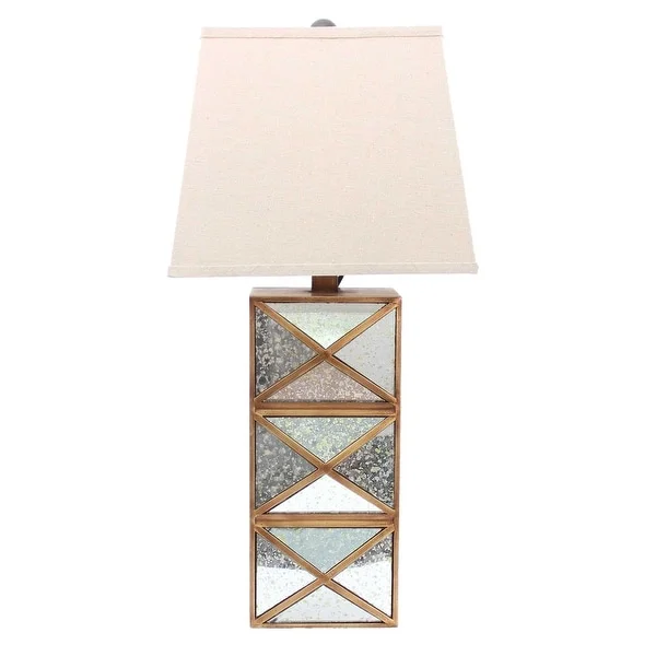 6.25 x 6.75 x 27.5 Gold Modern Illusionary Mirrored Base - Table Lamp - 6.25 x 6.75 x 27.5