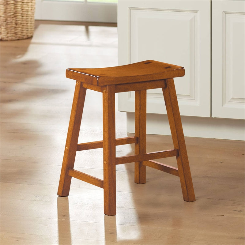 Lexicon Saddleback 18H Solid Wood Dining Stool in Oak (Set of 2)