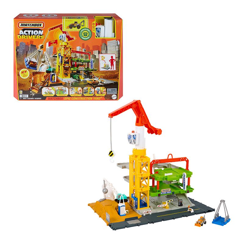 Mattel Matchbox Action Drivers Construction Playset and Construction Vehicle