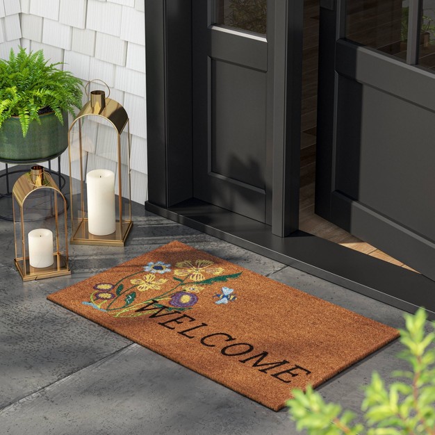 x27 welcome x27 Coir Doormat Yellow natural