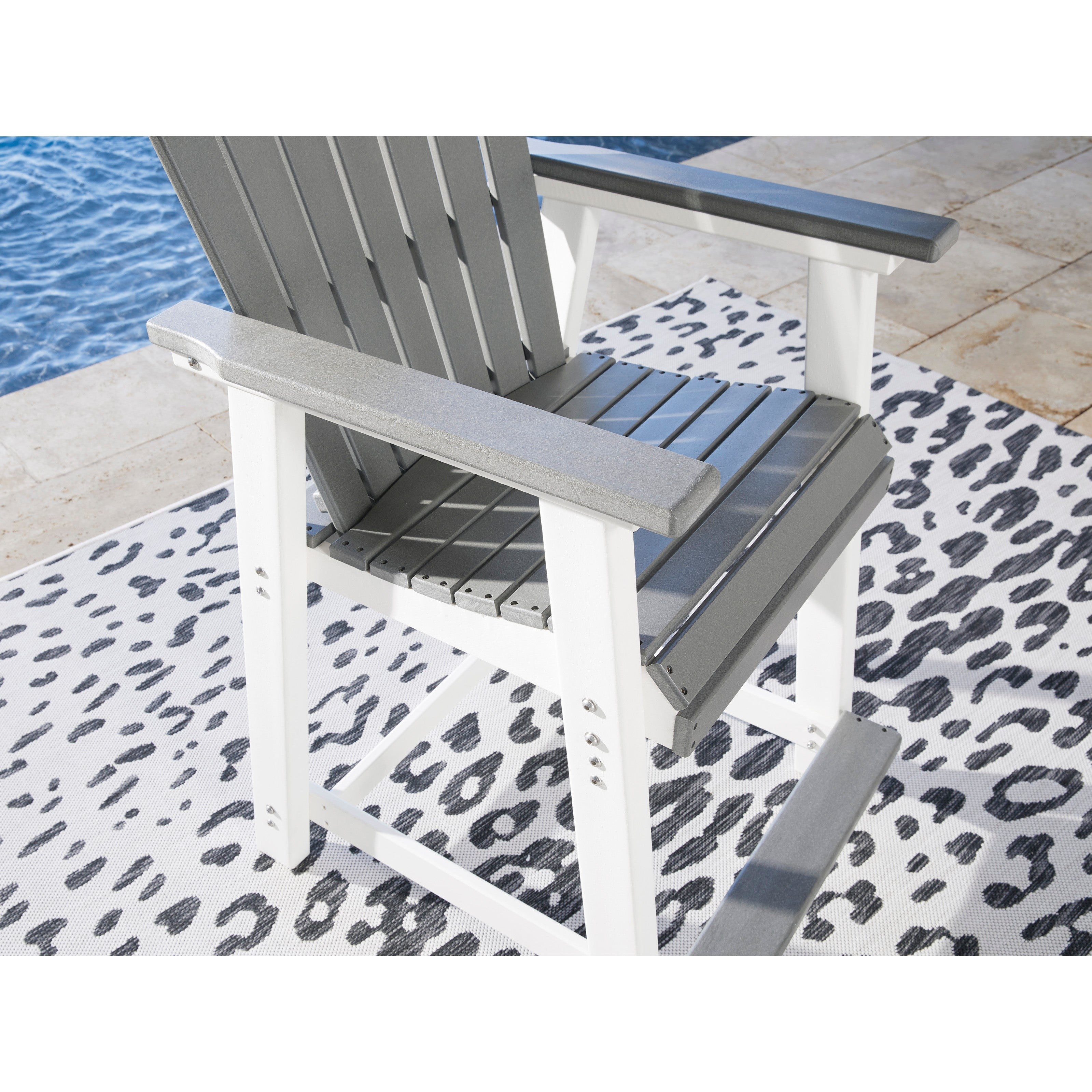 Poly Grey & White Two Tone Outdoor Counter Height Arm/Dining Chair