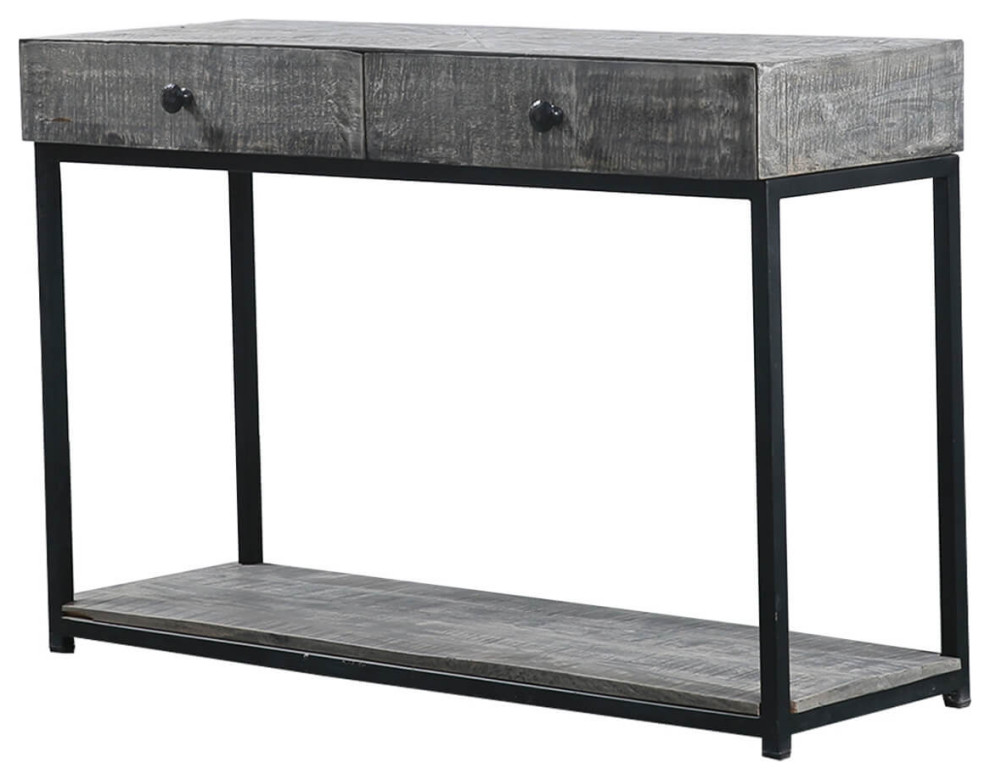 Geraldton Rustic Solid Wood 2 Drawers Industrial Console Table   Industrial   Console Tables   by Sierra Living Concepts Inc  Houzz