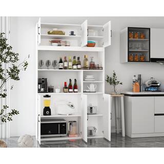 FUFUGAGA Large Kitchen Cabinet With Hutch and Buffet Pantry With Doors and Shelves (78.7 in. H x 47.2 in. W x 15.7 in. D) KF260050-012