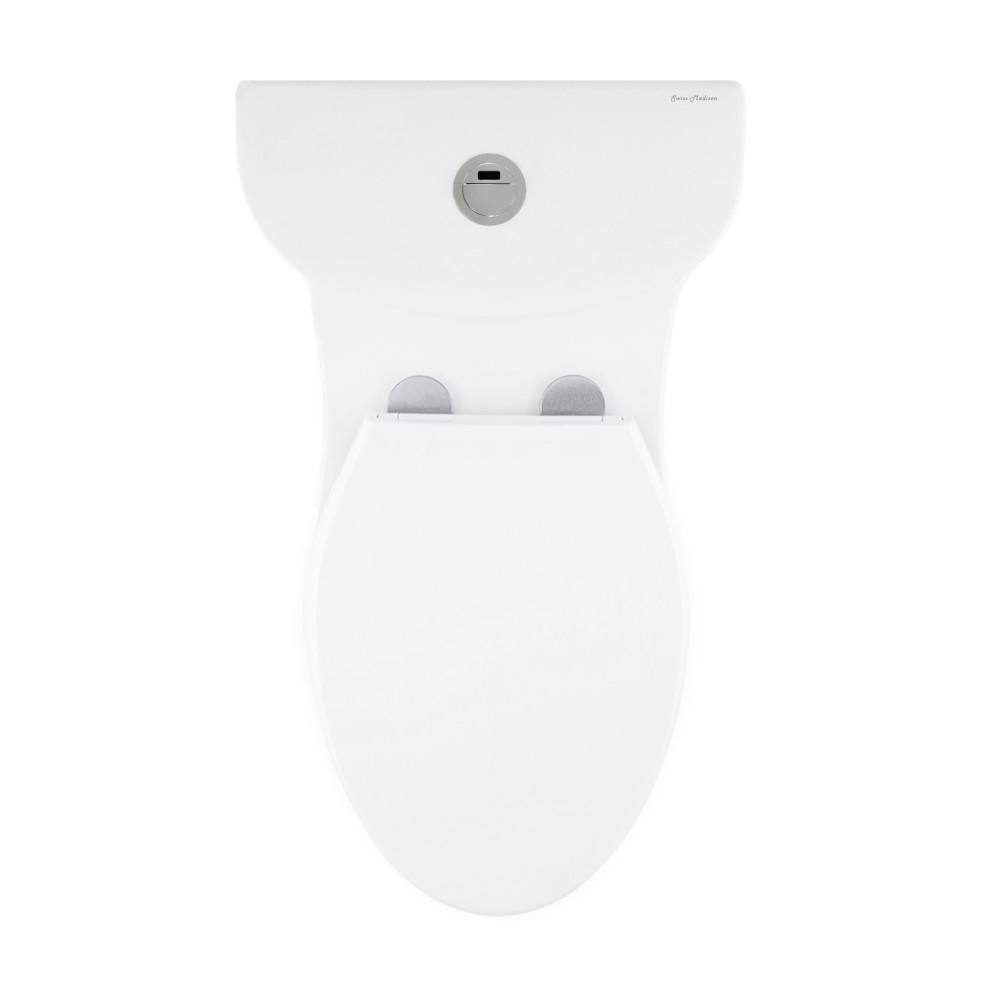 Swiss Madison Sublime 1-piece 1.11.6 GPF Touchless Retrofit Dual Flush Elongated Toilet in Glossy White Seat Included SM-1TK205