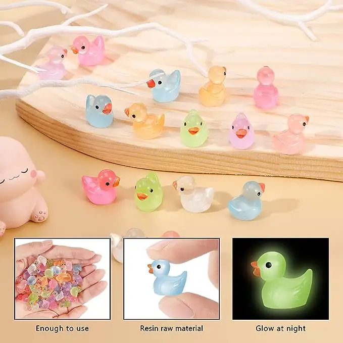 Factory Direct Supply Miniature Resin Duck Glowing In The Dark Tiny Ducks Fairy Garden Mini Duck Toy Aquarium Decorations Diy