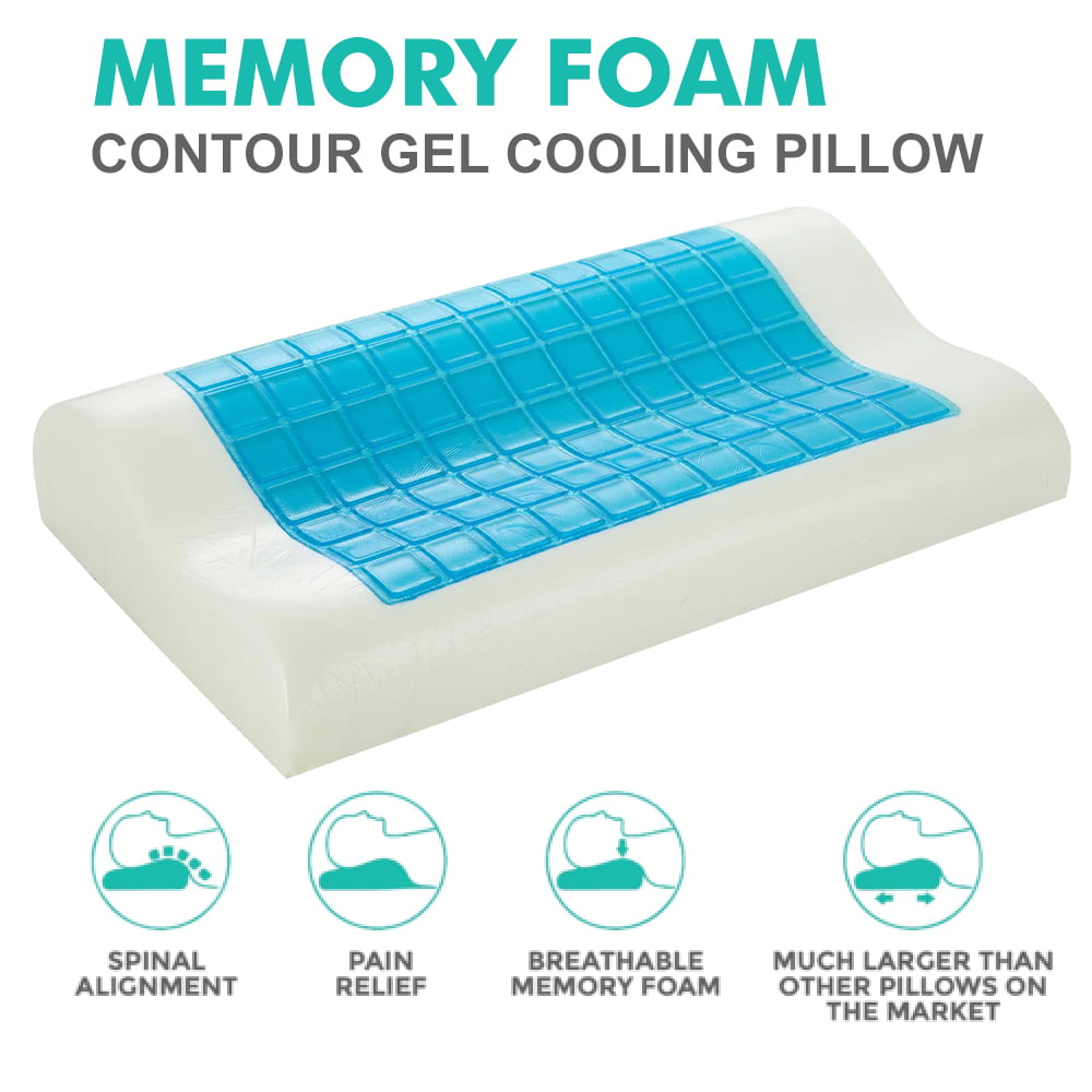 Inadays Memory Foam Pillows, Neck Pillows for Pain Relief Sleeping, Cooling Gel Ventilated Cervical Pillow, Ergonomic Two Heights Bed Pillow for Side, Back and Stomach Sleepers, 15.7" x 23''