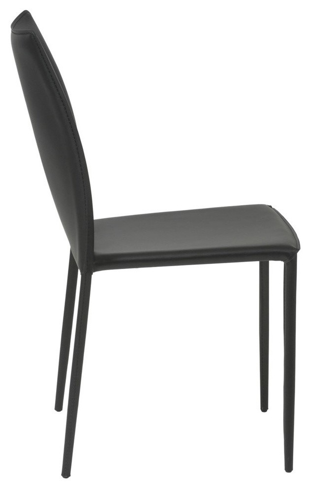 The Dubai Stacking Side Chair  Leather  Set of 2   Midcentury   Dining Chairs   by Euro Style  Houzz