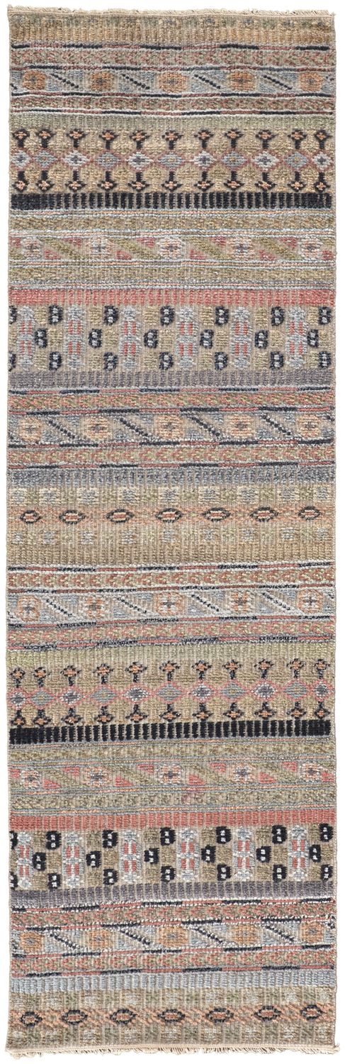 Eckhart Hand Knotted Tan and Blue Rug by BD Fine