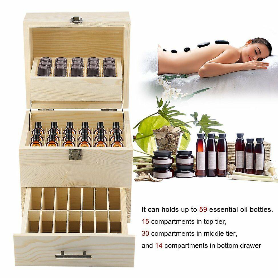 3 Tiers Essential Oil Storage Box Case Wood Container Organizer Display Tool Oz