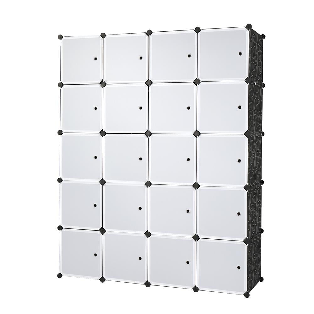 Ktaxon 20-Cube DIY Closet Cabinets Storage Organizers W/Doors & 4 Hanging Rods for Books, Toys, Towels,Clothes,Black